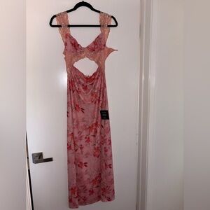 Lulu's Pink and Red Floral Dress